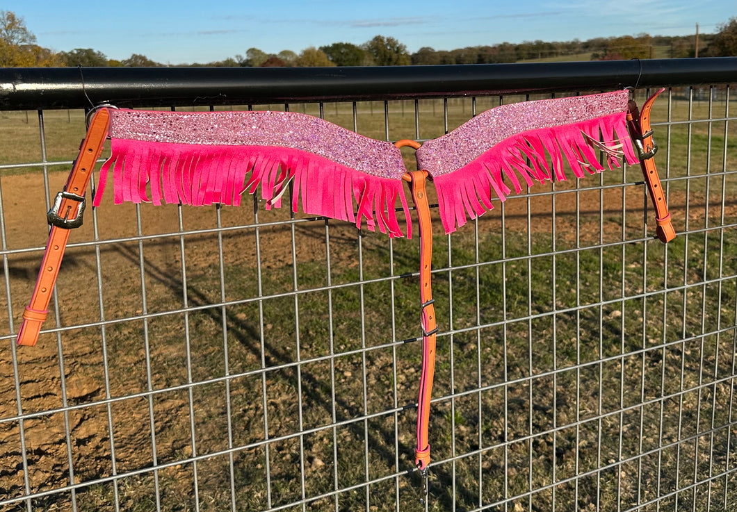 Breast Collar Flashy Fringy Pink