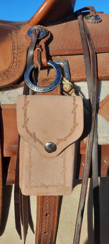 CPC72 - Brown Rough Out Cell Phone Holder - Double J Saddlery